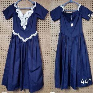 Gunne Sax Vintage Navy Dress 5/6